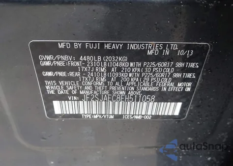 2014 Subaru Forester 2.5I Premium z USA, uszkodzony, nr VIN JF2SJAEC8EH511058